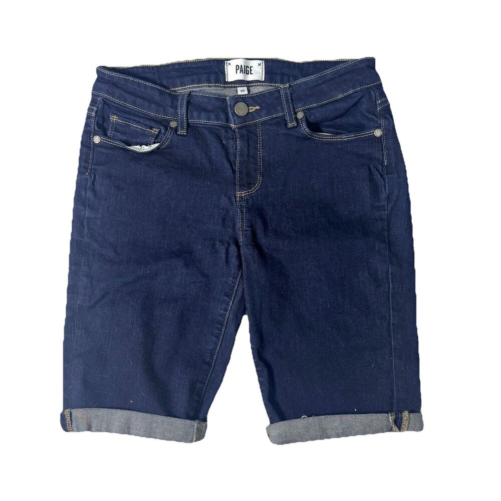 Paige Denim Womens Mikey Bermuda Dark Wash Stretch Shorts 26 Capsule
